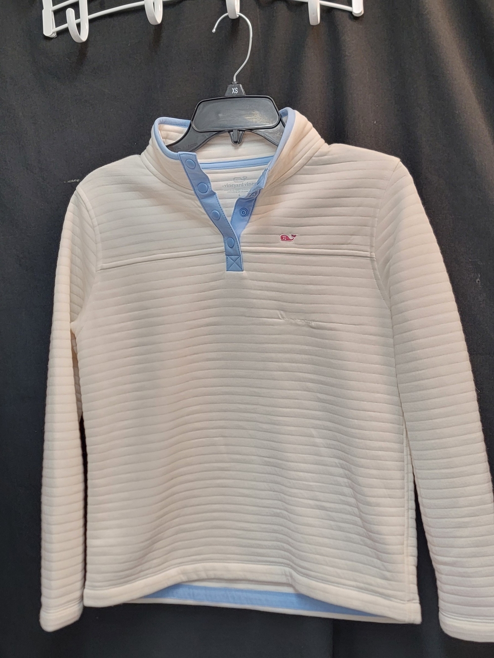 Vineyard Vines Men’s Cream Quilted Snap-Front Pullover Sweater